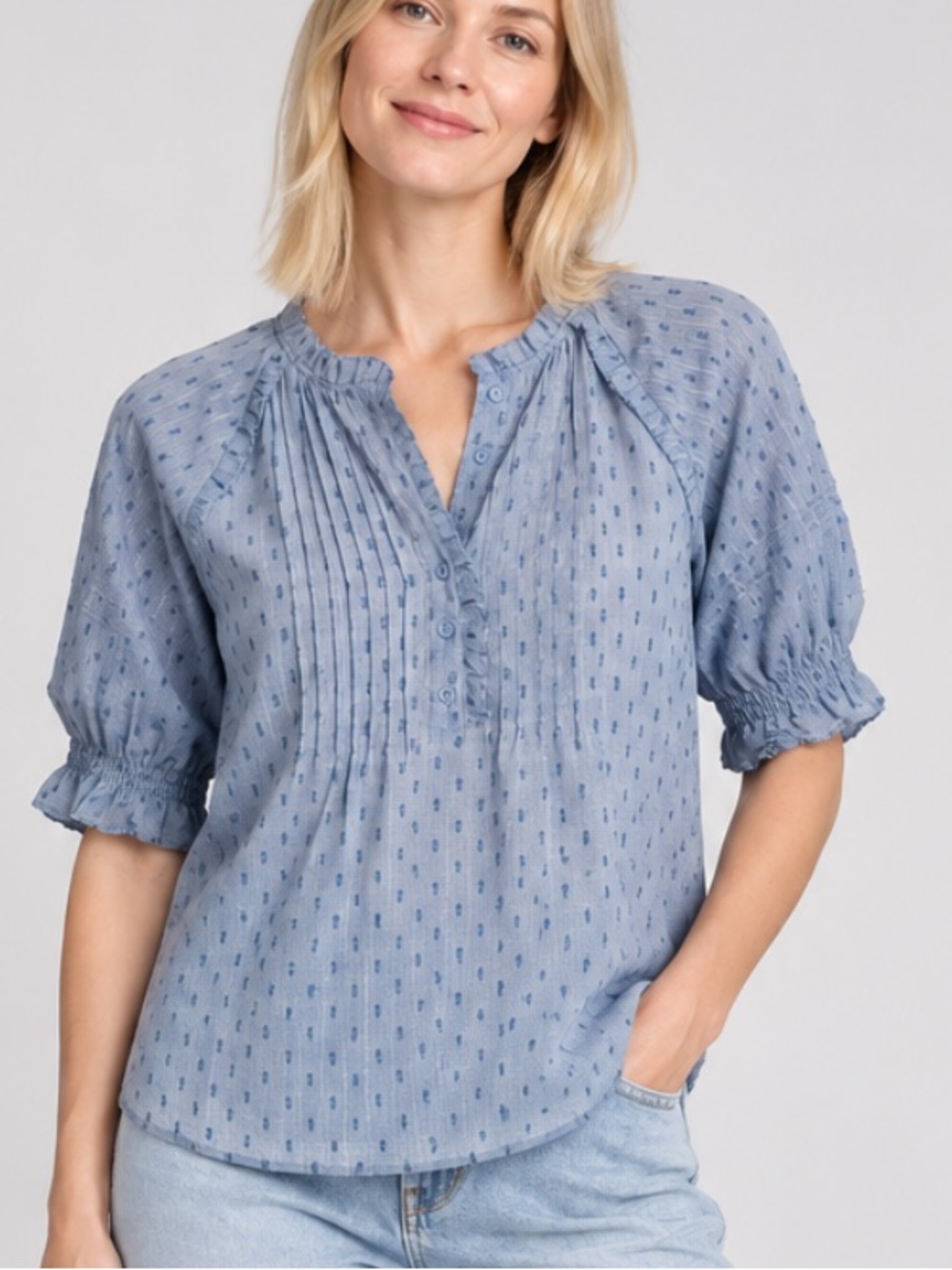 Cartolina Nantucket Swiss Dot Top in Blue